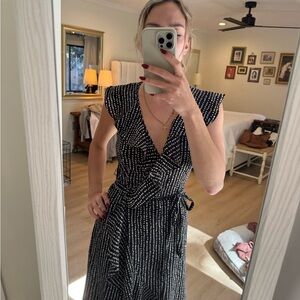 Max Studio Black and White Patterned Midi Dress